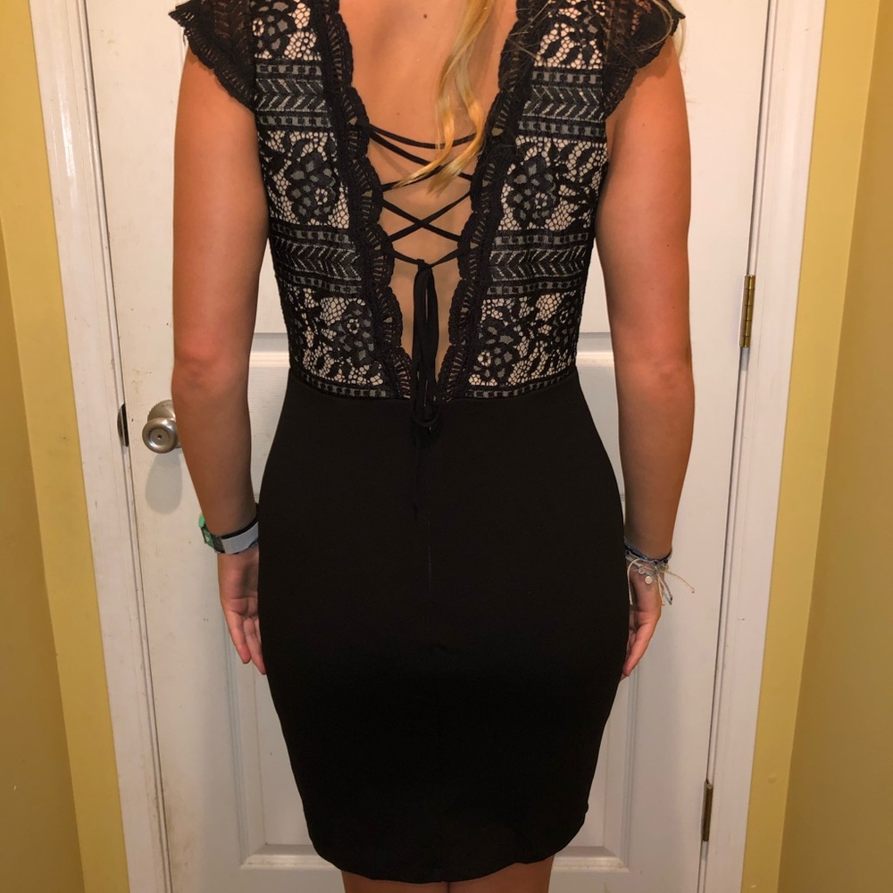 Black lulu lace trim dress